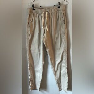 Pact Women's Tan Joggers medium drawstring organic cotton stretch